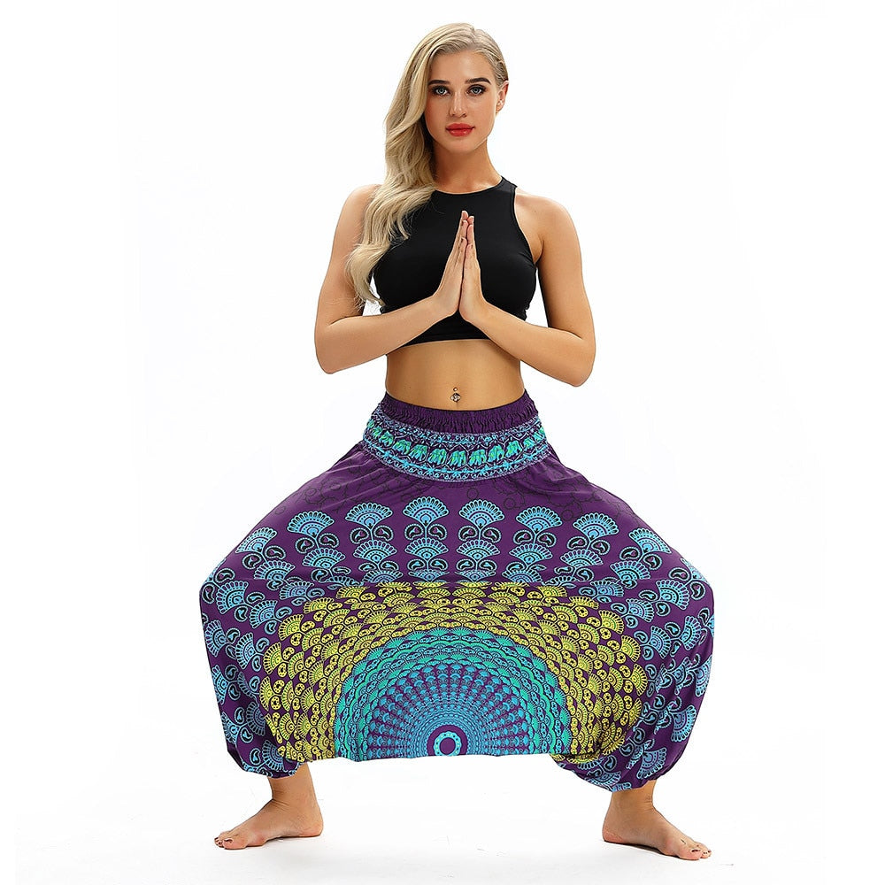 Pantalones bombachos harem🌈 con mandalas para yoga ֎mandalaweb