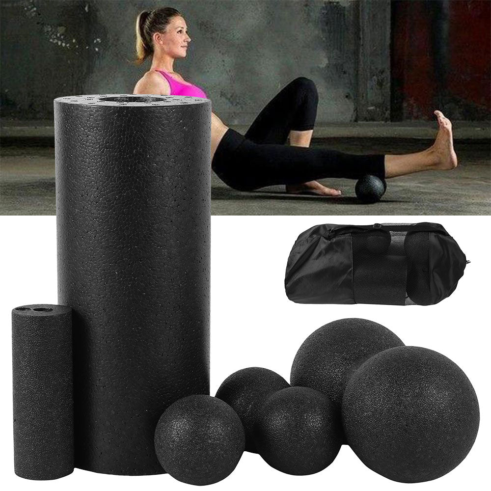 33X14x14cm black 5pcs yoga massage balls column cylinder roller