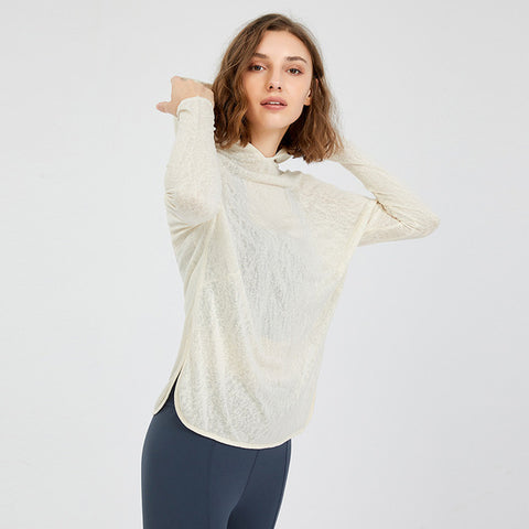 Thin Knitted Yoga Hooded Top